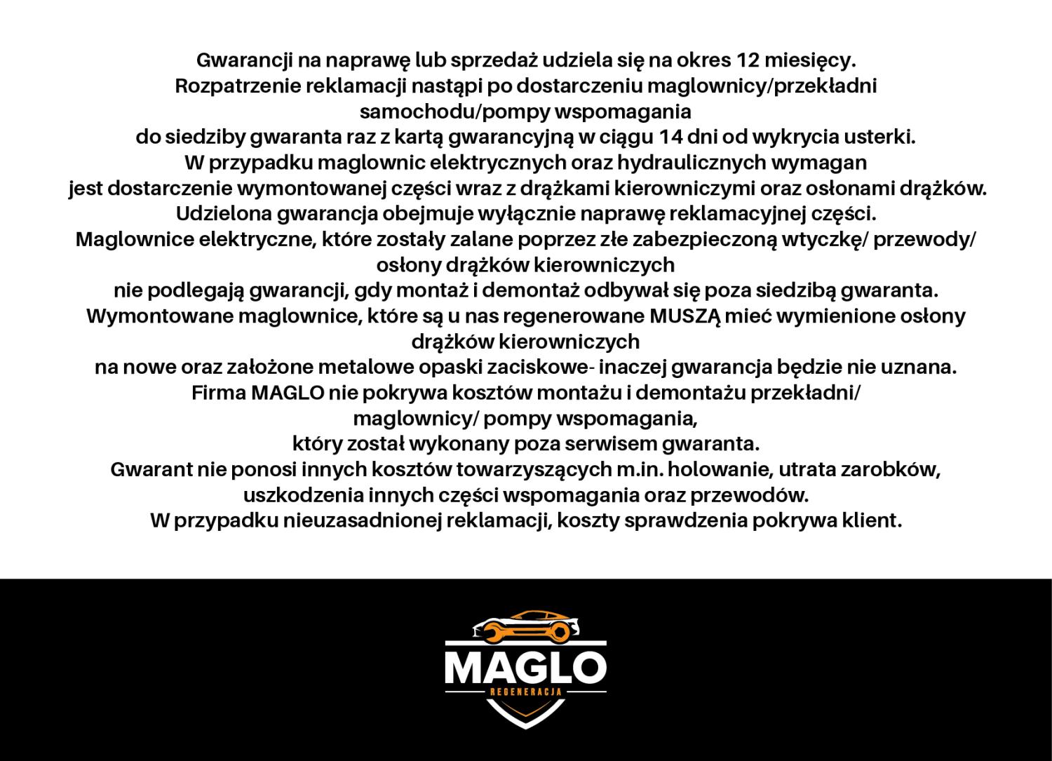 Gwarancja na zregenerowane przekladnie elektryczne